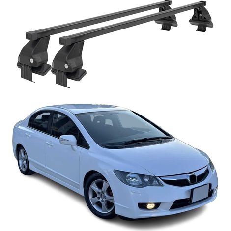 OMAC Dachträger Querträger Stahl für Honda Civic mk8 2006-2011 – Abschließbar – City-Crash-getestet – DIN 75302:2019 – ISO/PAS 11154:2006 – Max. 50 kg Schwarz (1/5)