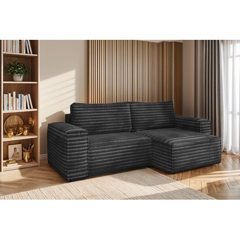 L-förmiges Bohoo-Ecksofa mit Schlaffunktion stoff Velo Dunkelgrau Rechts (1/5)