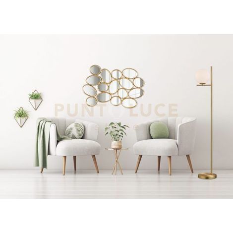 MADITA SPECCHIO DA PARETE FORME OVALI CORNICE PLASTICA 90X61CM ORO