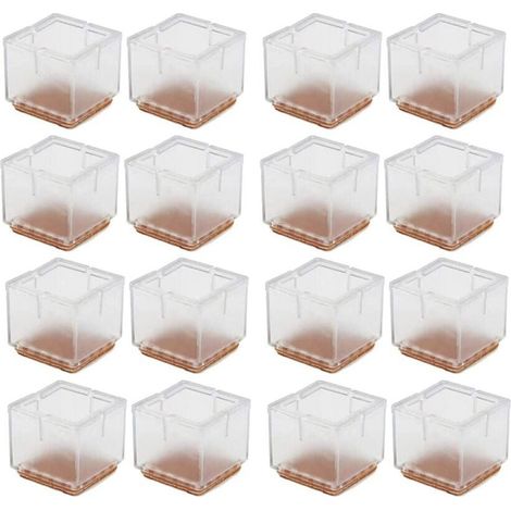 Lot de 16 protège-pieds carrés, embouts en silicone, patins anti-rayures pour meubles, protection sols 42-48 mm (1/5)