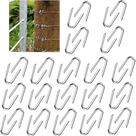 100 PCS Crampon Cloture en Fer 20mm Crampillon Galvanisé Forme de U Anti-usure Portable Clou de Clôture Anti-oxydation Anti-déformation pour Filets Clôtures Bois Treillis Fil de Fer Barbelé (1/5)