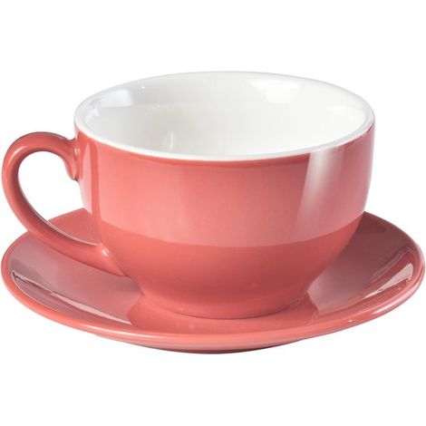 Taza y platillo de porcelana de 220 ml para capuchino y café con leche. (1/5)