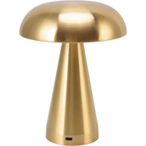 Lampe de table champignon style industriel minimaliste moderne, 3 couleurs, intensité variable, rechargeable, commande tactile innovante, couleur or