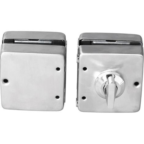 Lot de 2 verrous coulissants à bouton-poussoir, verrou de sécurité fendu en acier inoxydable résistant aux taches pour portes en verre (1/5)