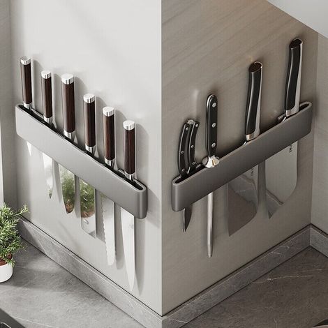 Soporte multifuncional para cuchillos de pared – Almacenamiento eficiente de cuchillos – Instalación sin clavos – Materiales resistentes a la corrosión y duraderos – Crezuo