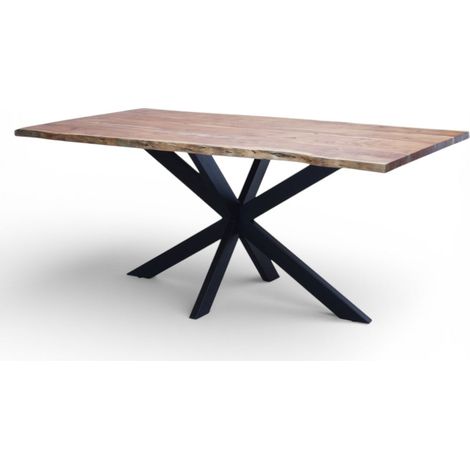 Tavolo con piano in legno di acacia e struttura in metallo 180x90xH77 cm Chasen