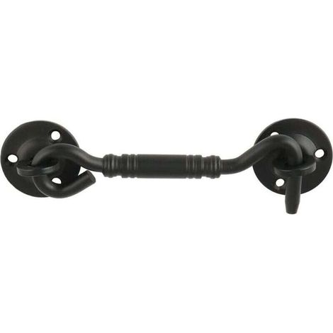 Loquet de fenêtre à crochet pour porte de cabine, 110 mm de long, acier inoxydable noir mat, (1/4)