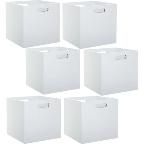 Lot de 6 cubes de rangement effet bois MIX'N MODUL (1/3)