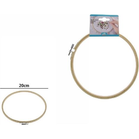 TrAdE Shop Traesio - Telaio Per Ricamo In Legno Tondo Con Fibbia Metallo Accessori Cucito 20cm 53549a -
