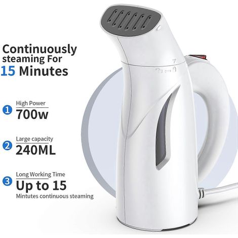 Tragbarer Dampfglätter für Kleidung, Handdampfgerät, 140 °C/284 °F Hochtemperaturdampf, 240 ml/8,1 oz Wassertank, 700 W Leistung