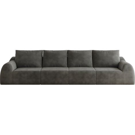 Sofá modular de 324 cm en chenilla gris oscuro con relleno de espuma (1/5)