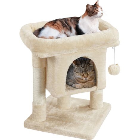Arbre à Chat Griffoir Design 59 cm Adapté Petits Espaces Beige (1/5)