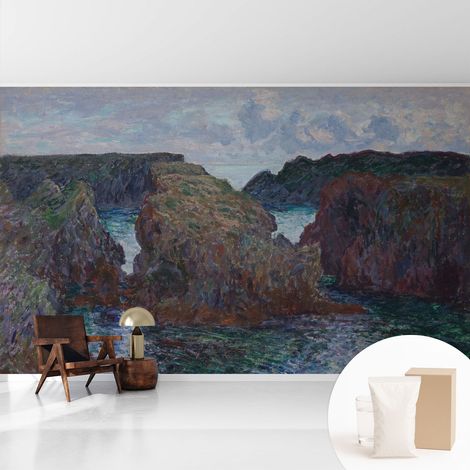 Papier peint intissé mural pour salon chambre à coucher tendance et originale - Colle incluse gratuite Côte rocheuse 416x254 cm (1/5)
