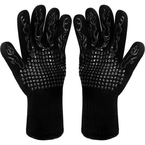 2 Paires de gants, silicone, aramide, antidérapant, résistance 800°C, cuisine barbecue four (1/4)