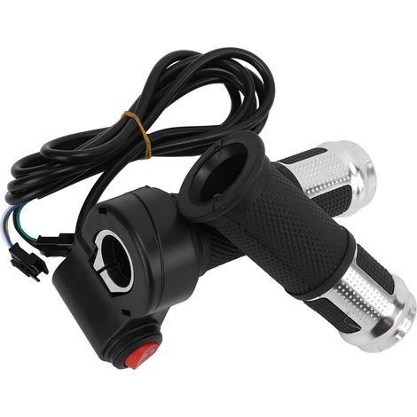Poignée d'accélérateur universelle 6 fils pour vélo électrique 12V‑99V, deux sections trois vitesses, argentée (1/5)