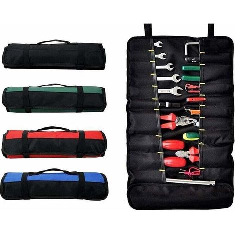 Werkzeugtasche zum Aufrollen mit 38 Fächern, Werkzeugaufbewahrungstasche, Schraubendrehertasche, ideal für den Outdoor-Einsatz, blau, von (1/4)
