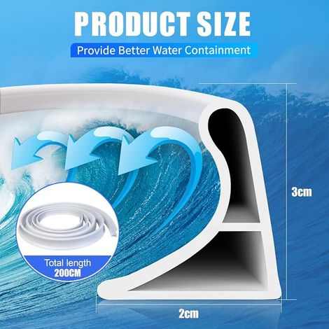 Shower threshold, 2 m shower barrier (white, 2 x 3 cm) (1/4)
