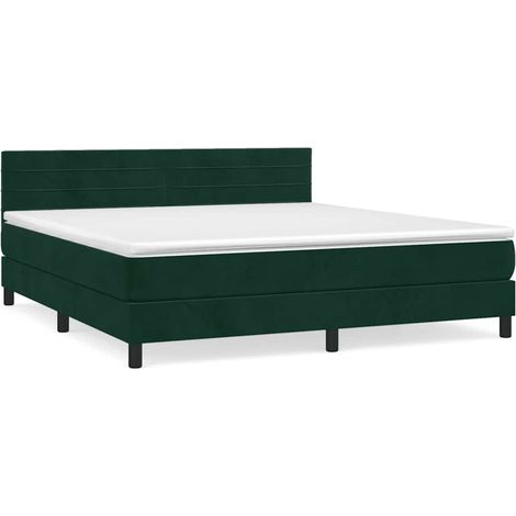 Maison Exclusive - Boxspringbett mit Matratze Dunkelgrün 160x200