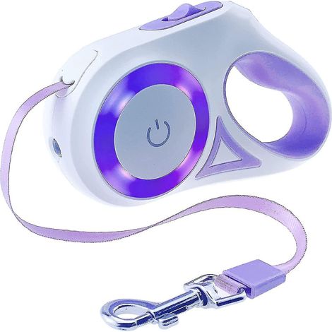 HOXILEELEO - Laisse rétractable pour chien avec lampe torche LED intégrée, idéale pour les chiots et les chiens de petite et moyenne taille. Freinage à une main pour une liberté de mouvement optimale. (1/5)