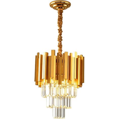 Lustre moderne cristal,Plafonnier cristal or,4xE14 Lumières pour salle à manger, cuisine, salon, chambre, couloir, café,bar (1/5)