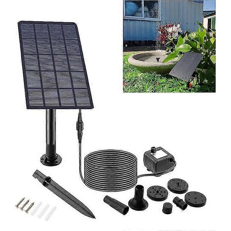 Pompe solaire d'extérieur 2,5 W pour fontaine miniature, idéale pour les jardins, les aménagements paysagers et les piscines. (1/3)