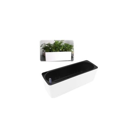 40 x 13 cm - Blanc Pot de fleurs rectangulaire en plastique avec indicateur d'eau - Auto-arrosage - Réservoir d'eau - Pot de fleurs de jardin - Pot de bonsaï pour balcon, rebord de fenêtre (1/5)