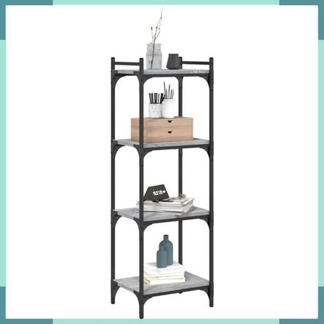 Bibliothèque - 837635 - Sonoma gris - 4 niveaux - 40 x 30 x 120 cm (1/5)