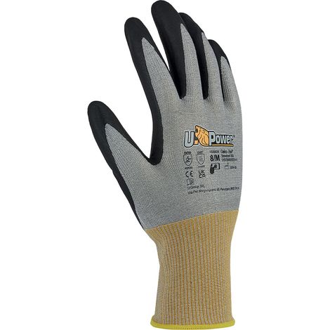 U-Power Polka Arbeitshandschuhe Nylon-Spandex schnittfest D Grau 7/S