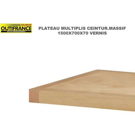 Outifrance – Plateau bois multiplis 70mm pour établi professionnel – Ceinture en bois massif – Résistance accrue – 1,50m (1/2)