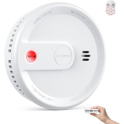 Détecteur de Fumée avec Pile Scellée 10 Ans de Durée de Vie, Alarme d’Incendie Aimantée sans Perçage, Mode Veille sans Clignotement, Ultra-Fin, Bouton Test/Silence, Lot de 1 (1/5)