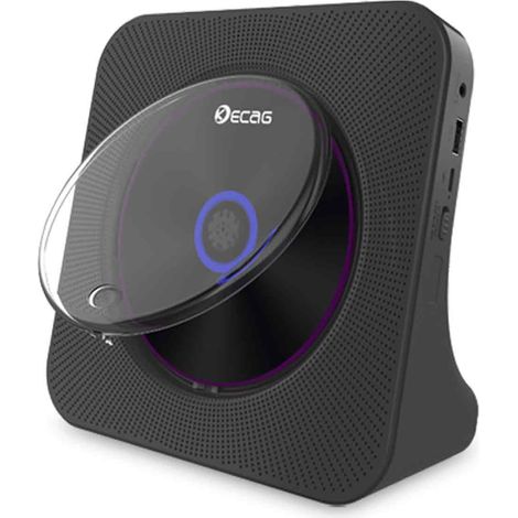Lecteur CD - Bluetooth 5.0 Émetteur et Récepteur - Radio FM 76-108 MHz - Entrée AUX USB - Minuterie 30-180 Min - Écran LCD - Haut-parleurs Intégrés - Noir (1/5)
