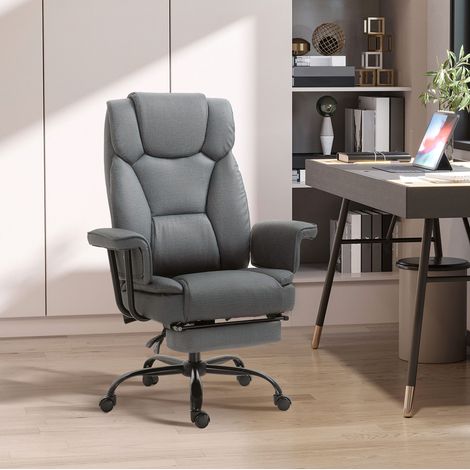 Chaise de bureau en similicuir gris, inclinable 150°, appui-tête, hauteur réglable, 68 x 80 x 120-126 cm (1/5)
