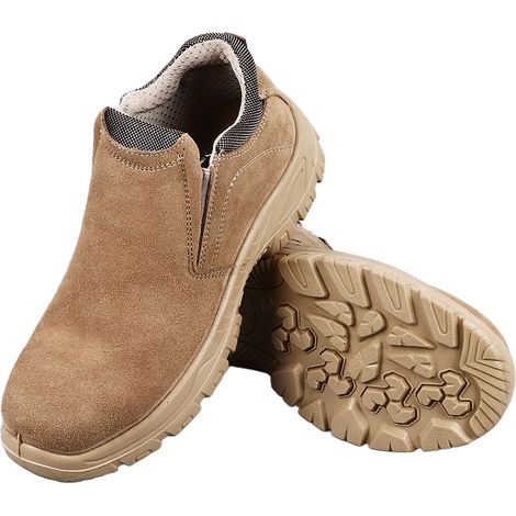 Paire de chaussures de sécurité à embout d'acier, sans lacets, avec semelle en daim robuste, antidérapantes, anti-perforation et respirantes, bottes de travail pour hommes, pointure 43. (1/5)