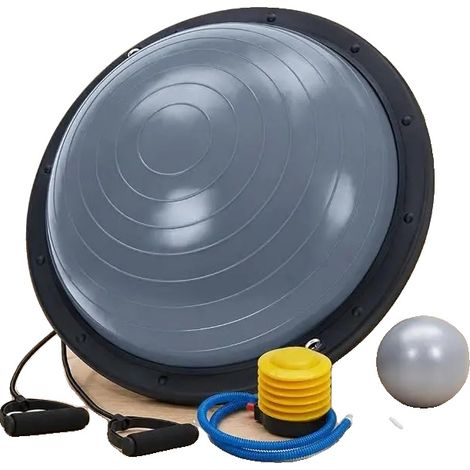 Cupola di stabilità con base antiscivolo, include fasce elastiche di resistenza, colore grigio. (1/2)