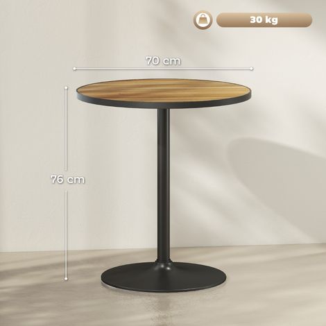 Table ronde salle à manger moderne, table de cuisine avec plateau effet bois chêne, table basse pour salon, Ø70 x 76 cm, assise 4 personnes (1/5)