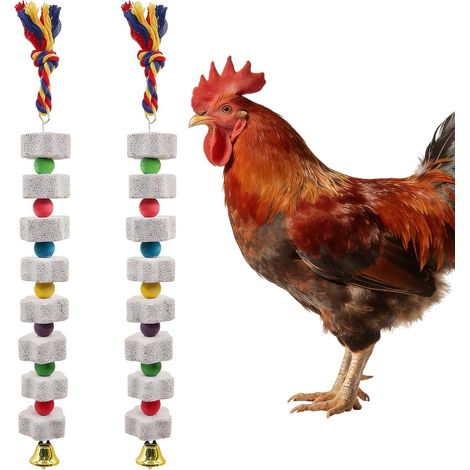 2pcs Large Chicken Chewing Toy Chick Beak Grinding Calcium Stone Chicken Enrichment Toys Cage Accessories for Chick Parrots Budgies Hamsters (1/5)
