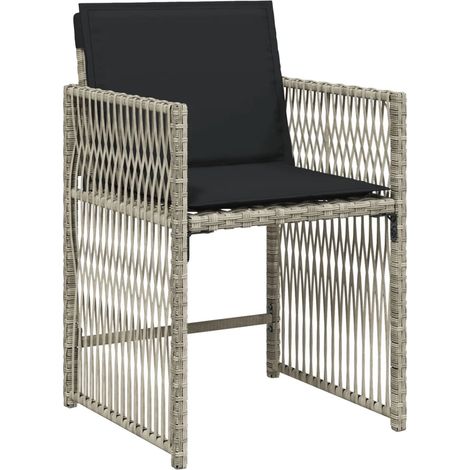 vidaXL Sedie da Giardino con Cuscini 4 pz Grigio Chiaro in (1/5)