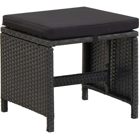 Maison Exclusive - Sgabelli da Giardino 2 pz con Cuscini in Polyrattan Nero (1/5)