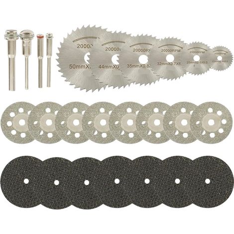 Set di mini lame circolari per accessori Dremel, dischi abrasivi, dischi da taglio, utensili rotanti per metalli (set da 32 pezzi) (1/5)