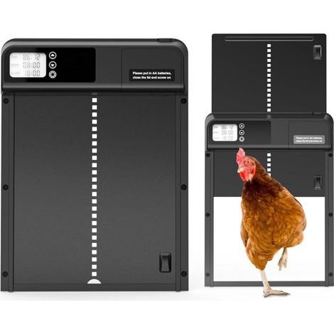 Porte automatique de poulailler avec minuterie en alliage d'aluminium. affichage LED étanche IP45. ouvre-porte automatique alimenté par batterie pour ferme (1/5)