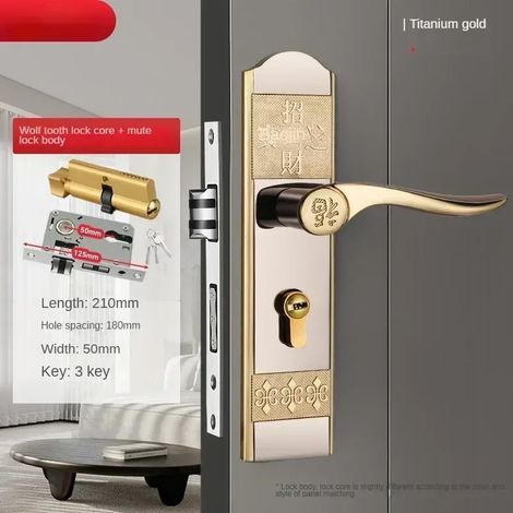 (Type B) Serrure de porte en bois pour appartement, type B, antivol, pour portes intérieures de maison, chambres et meubles, avec clé. (1/5)