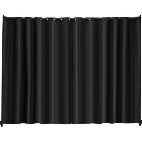 Raumteiler Trennwand Paravent Stellwand Einzelpanel, Tragbarer Sichtschutz für Büro Schlafzimmer Esszimmer Arbeitszimmer Balkon, Raumtrenner Rollbar (308,5 x 45 x 245,5 cm), Schwarz (1/5)