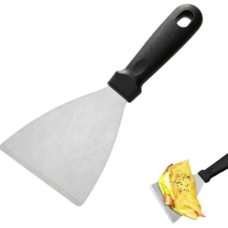 Professional Triangular Stainless Steel Spatula, Kitchen Spatula, BBQ Cleaning Scraper, 12 x 12 cm, Ideal for Steak Inside and Out (1/5)