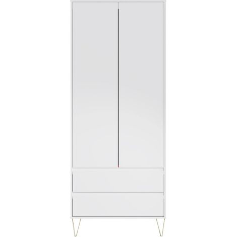 2 Door 2 Drawer Wardrobe White With Gold Legs Modern Design Contemporary (1/5)