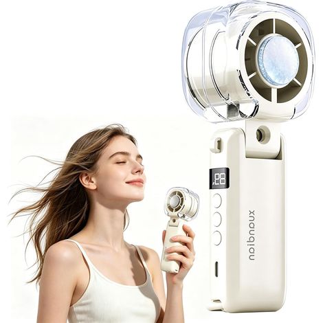 Filiyano-Ventilateur portable avec brumisateur, rafraîchit de 16 °C en 3 secondes, 199 vitesses, batterie 3000 mAh, écran LED, silencieux, de poche (1/5)