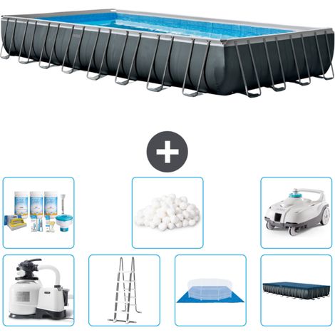 Piscine Intex rectangulaire Ultra XTR Frame - 975 x 488 x 132 cm - Comprend des Accessoires CB45