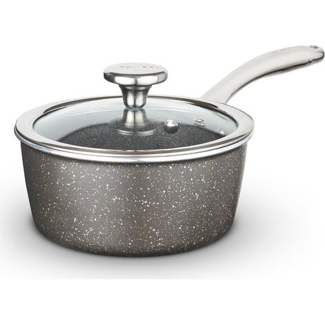 Tower Cerastone Pro 20cm Forged Aluminium Saucepan with Tempered Glass Lid, Non-Stick Coating, Graphite T900216 (1/5)