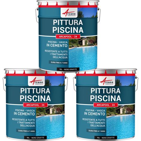 Vernici impermeabilizzanti per piscine - ARCAPOOL - 24 - 3 x 10 L Nero Grafite - RAL 9011 - ARCANE INDUSTRIES