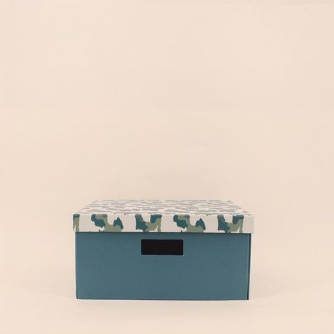 Boite avec couvercle en carton recyclé imprimé 31x31x15cm