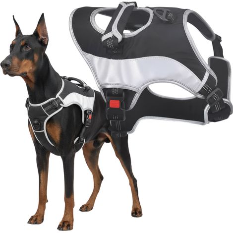 Harnais pour chien, sans pression, avec poignée confortable, protection EL, réfléchissant, XL (1/5)